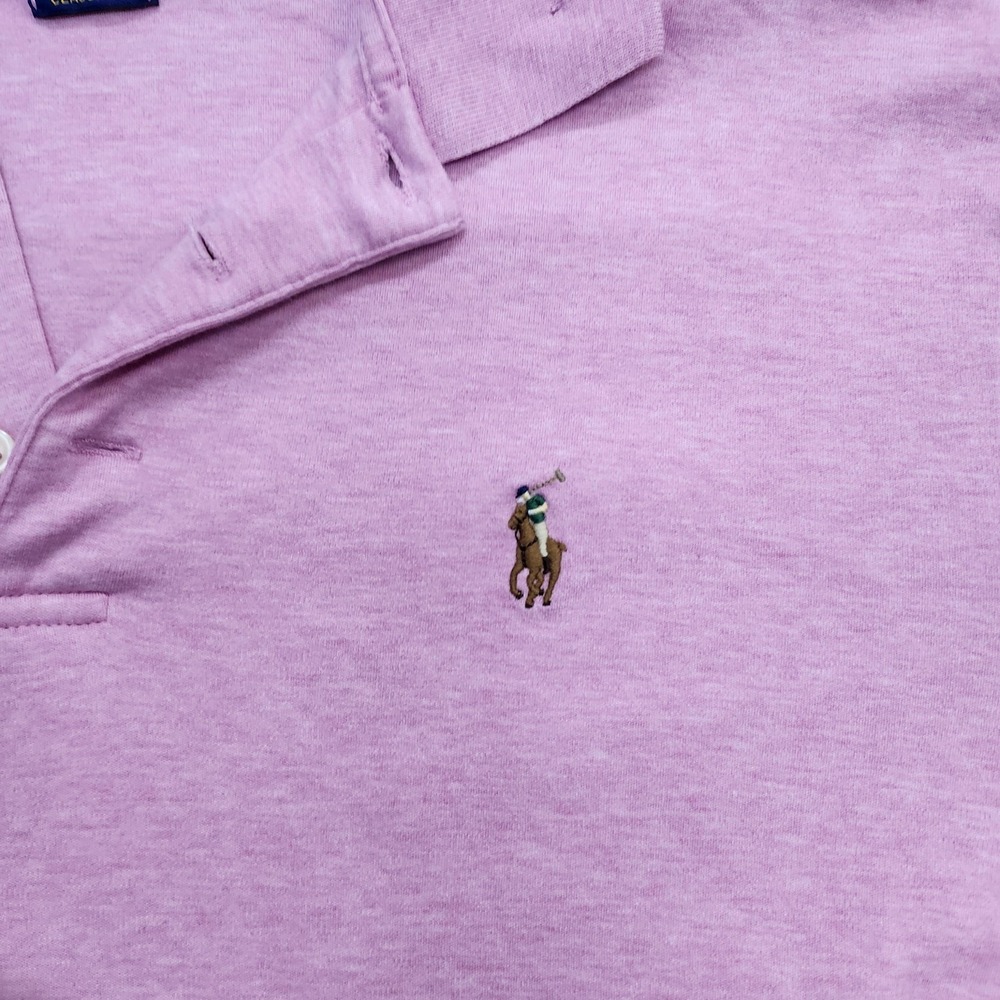 Polo Ralph Lauren Mens Classic Fit Polo Shirt Pink Heather Short Sleeve Medium - Picture 2 of 7